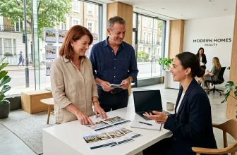 Agents immobiliers présentant des propriétés à des clients potentiels