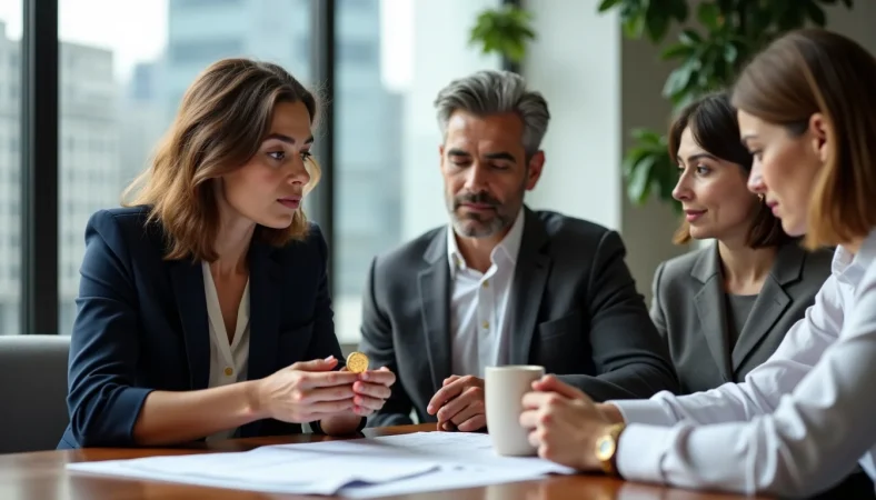 Professionnels discutant d’une stratégie de gestion de patrimoine