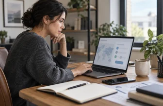 Personne vérifiant un service de transfert d’argent sur ordinateur.
